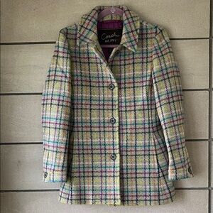 Coach 100% Wool Plaid Women's Pea Coat